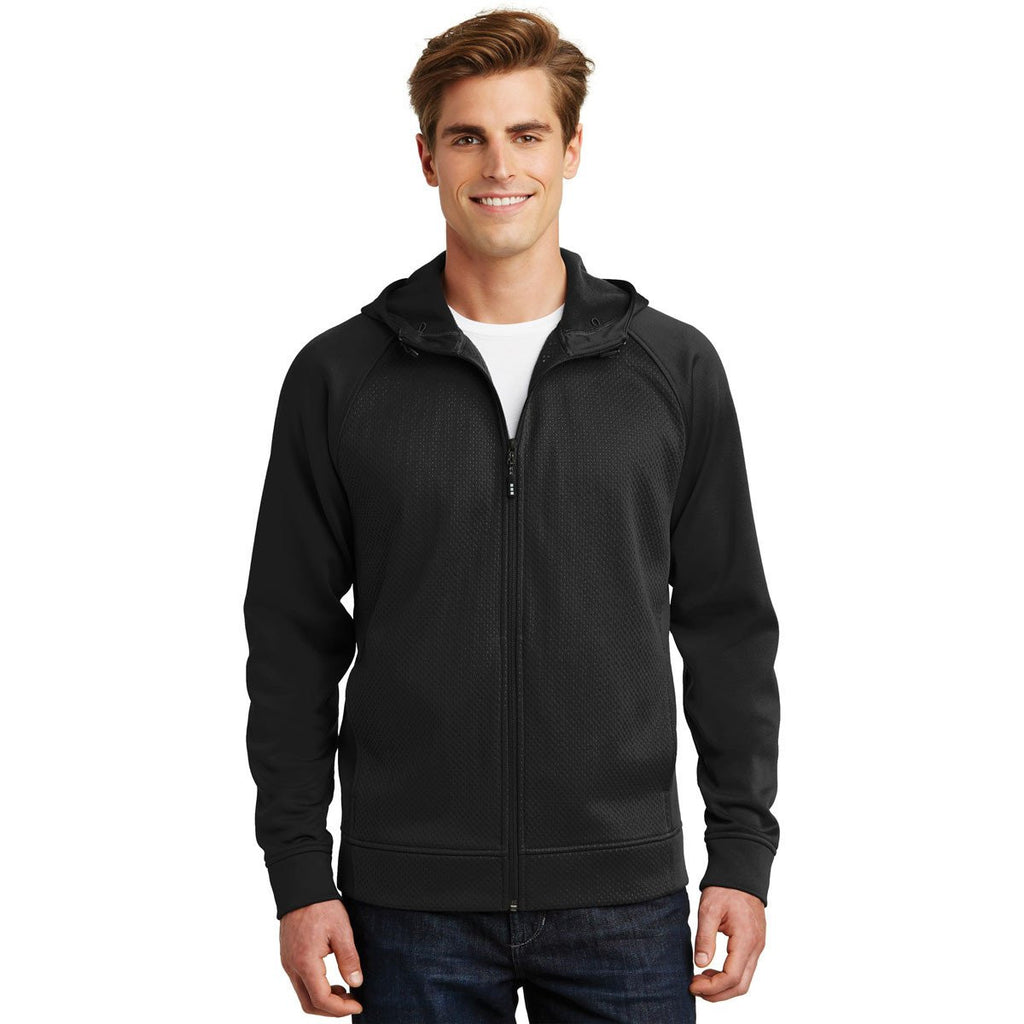 Sport-Tek Men's Black Rival Tech Fleece Full-Zip Hooded Jacket