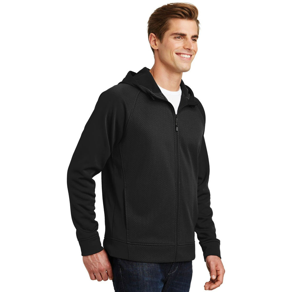 Sport-Tek Men's Black Rival Tech Fleece Full-Zip Hooded Jacket