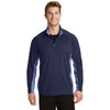 Sport-Tek Men's True Navy/True Navy Heather Sport-Wick Stretch Contrast 1/2-Zip Pullover